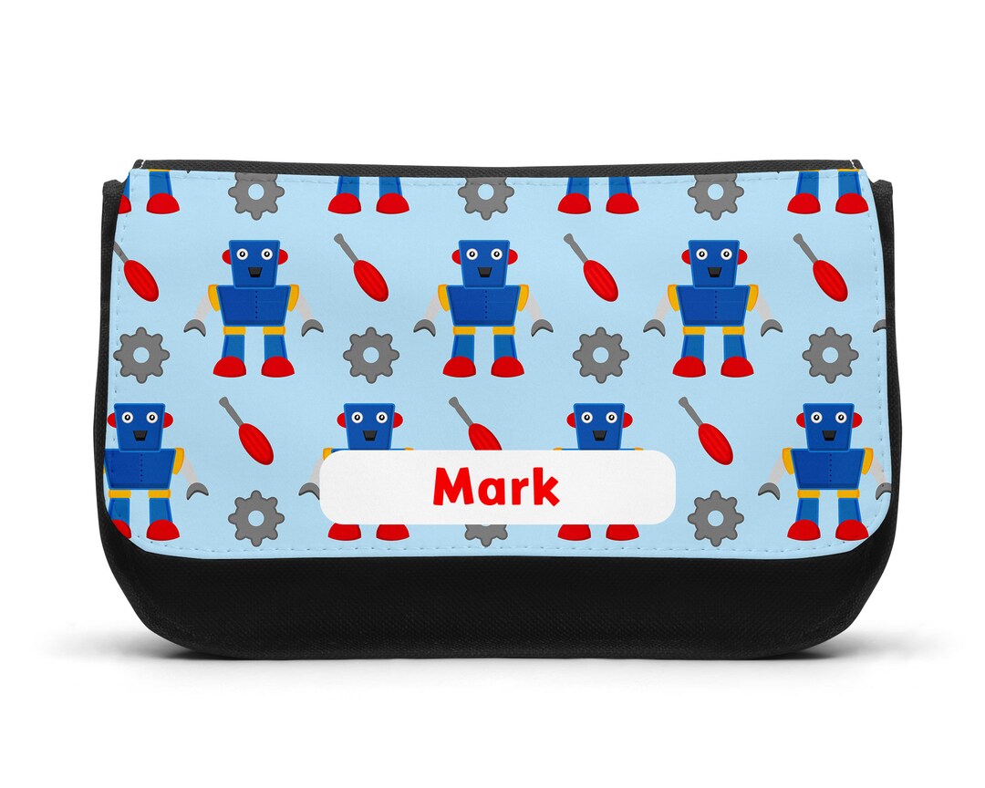 Personalised Robot Pencil Case Any Name Boys Pencil Case Etsy