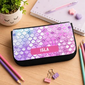 Personalised Mermaid Pencil Case, Any Name, Girls Pencil Case, Birthday Present, Children Name, Party Gift, Custom Back to School Gift, Kids