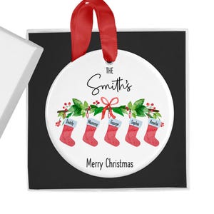 Personalised Family Christmas Ornament, Hanging Stockings, Custom Bauble, Family Gift Decor, First Family Christmas Decoration, Names, 2026 image 11
