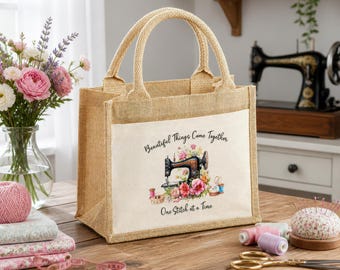 Bolsa de yute para coser, ideal para coser, regalo perfecto para ella, regalo del día de la madre, regalo de cumpleaños, mamá, abuela, niñera, regalo de Navidad