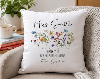 Personalised Teacher Cushion - Ideal Teacher Appreciation Gift - Thank You Present, TA Gift, End of Term Leaving Gift, Custom Cushion
