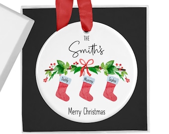 Personalised Family Christmas Ornament, Hanging Stockings, Custom Bauble, Family Gift Decor, First Family Christmas Decoration, Names, 2026