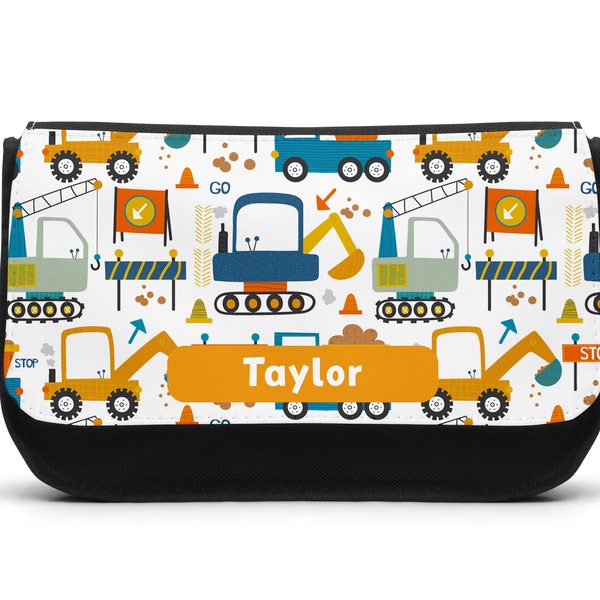 Personalised Digger Pencil Case, Any Name, Boys Pencil Case, Birthday Present, Children Name, Party Gift, Custom Back to School Gift, Kids