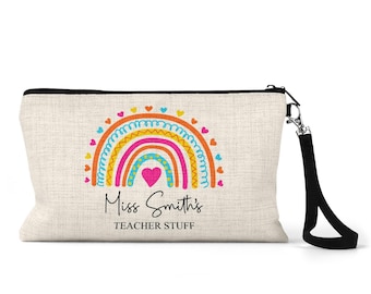 Personalised Rainbow Heart Teacher Pencil Case | End of Term Gift | Nursery Worker Gift | Teaching Assistant Thank You | SENDCO Present