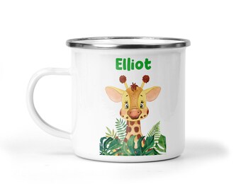 Personalised Childs Mug with Giraffe & Name, Custom Kids Christmas Cup, Hot Chocolate Mug, Birthday Gift / Stocking Filler, Boy Girl