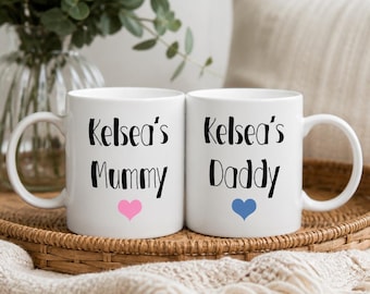 Mummy & Daddy Mug Personalised with Child's Name Set Of Two | Mum Dad | Baby Shower Gift