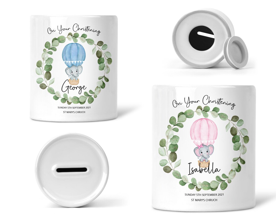 Personalised Christening Money Box, Custom Christening Gift, Present
