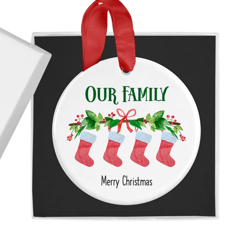 Personalised Family Christmas Ornament, Hanging Stockings, Custom Bauble, Family Gift, First Family Christmas Decoration, Kids, Dog Pet Cat image 6