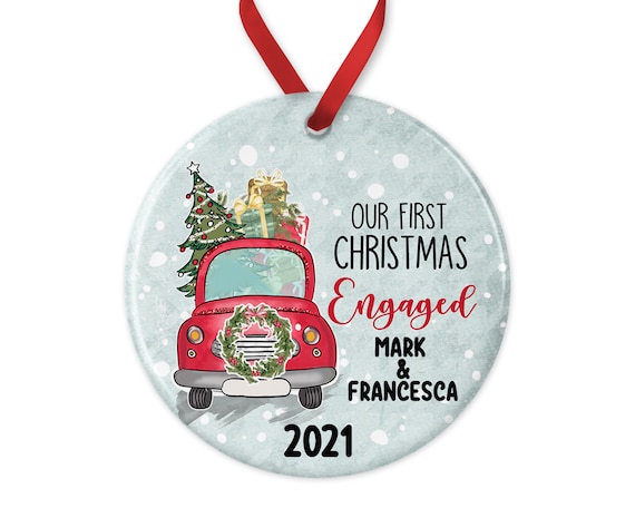 Holiday Gift Fiancé Gift 1st Xmas Engaged Ornament Our First Christmas Engaged Bauble Engagement Gift Couples Gift Christmas Ornament 