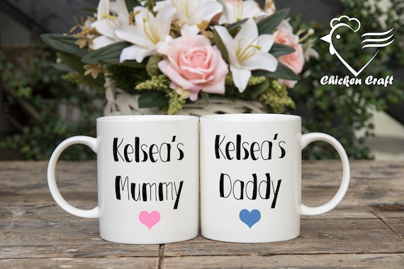 Mummy Daddy Mug Personalised with Child's Name Set Of Two Mum Dad  Baby Shower Gift