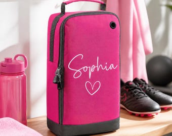 Personalised Boot Bag with Name & Heart | Girls PE Kit, School, Football, Gym Bag | Birthday, Christmas Gift