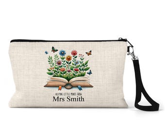 Personalised Teacher Pencil Case | Helping Little Minds Grow | End of Term Gift | Nursery Worker Present | Teaching Assistant Thank You