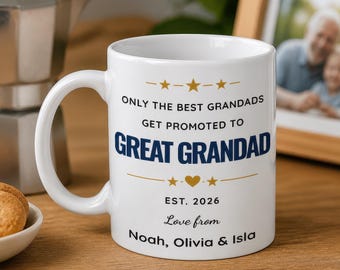 Personalised Promoted to Great Grandad Mug with Year and Names - Milestone Gift