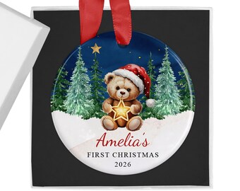 Personalised Baby's First Christmas Bauble - Custom 1st Xmas Ceramic Ornament, Keepsake, Ideal for New Baby Boys & Girls Tree Dec
