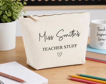 Personalised Teacher Pencil Case - Custom Name – Teacher Appreciation Gift, Ideal Gift for TA, Teacher, Headteacher, End of Term Gift