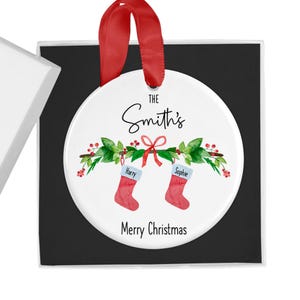 Personalised Family Christmas Ornament, Hanging Stockings, Custom Bauble, Family Gift Decor, First Family Christmas Decoration, Names, 2026 image 9