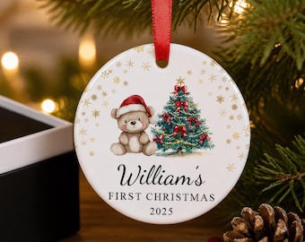 Personalised Baby's First Christmas Bauble - Custom 1st Xmas Ceramic Ornament, 2025 Keepsake, Ideal for New Baby Boys & Girls Tree Dec