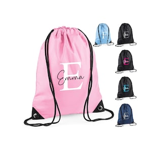 Personalised Drawstring Bag for Kids - Custom Monogrammed PE Kit / Gym / Swimming Bag - Ideal for Nursery and Primary School Boys and Girls