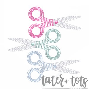 Scribble Fill Scissors Machine Embroidery Design file digital download size 5x7, 8x8 Sketch, Quick Stitch