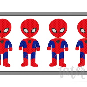 Spider eroe finto grembiule macchina ricamo Design file download digitale dimensione 5 x 7, 8 x 8 schizzo, punto rapido