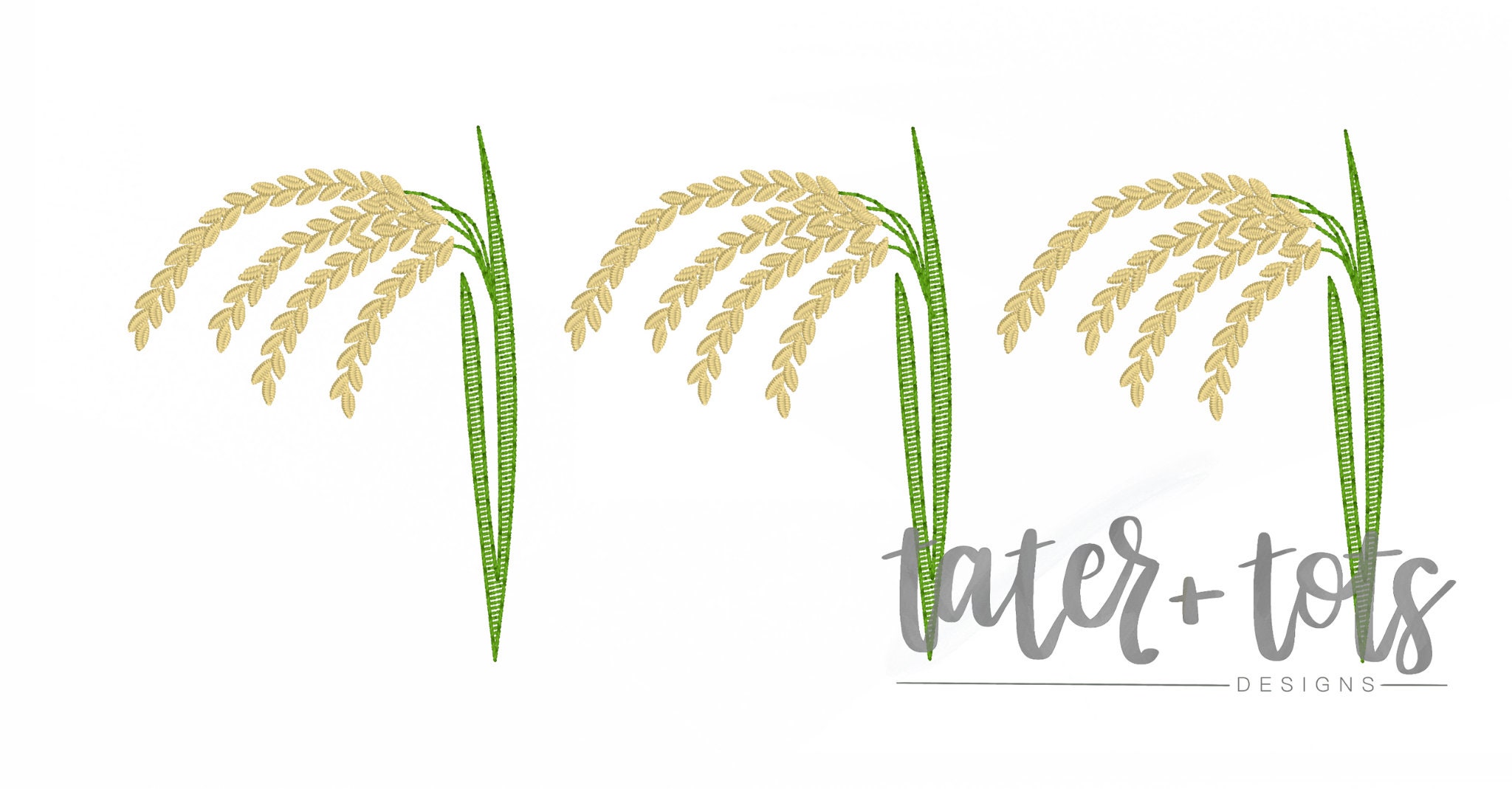 Rice Crop Trio Embroidery Design file digital download size 5x7, 8x8 Sketch, Quick Stitch