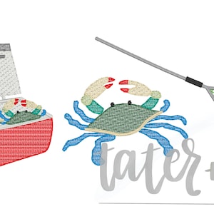 Louisiana Blue Crab machine embroidery design file digital download size 5x7, 8x8 Sketch, Quick Stitch