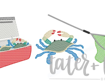 Louisiana Blue Crab Machine Embroidery Design File Digital