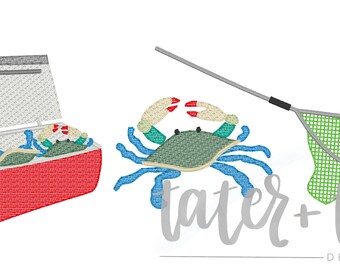 Louisiana Blue Crab machine embroidery design file digital download size 5x7, 8x8 Sketch, Quick Stitch