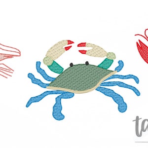 Shrimp, Crab, Crawfish Quick Stitch Machine Embroidery Sketch Design file digital download size 4x4, 5x7, 8x8 Sketch, Quick Stitch