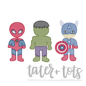 Sketch Superhero 2 Machine Embroidery Design file digital download size 5x7, 8x8 Sketch, Quick Stitch