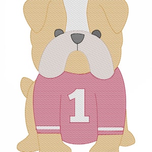 Bulldog Mascot in Jersey Machine Embroidery Design Bundle file digital download size 4x4, 5x7, 8x8 Sketch, Quick Stitch