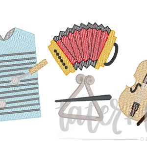 Cajun Zydeco Band Machine Borduurontwerp bestand digitale downloadgrootte 5x7, 8x8 Schets, Quick Stitch