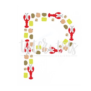 Crawfish P Embroidery Design file digital download size 4x4, 5x7, 8x8 Sketch, Quick Stitch
