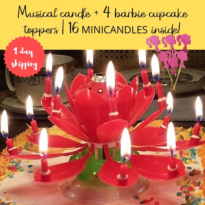 Musical Spin Happy Birthday Candles Rotating Singing Lotus Etsy