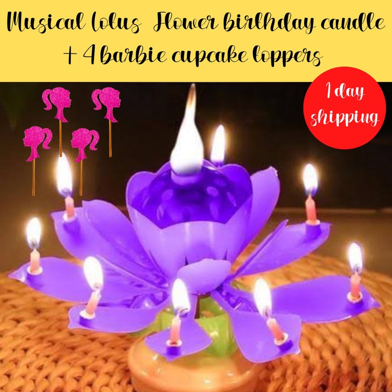 Musical Spin Happy Birthday Candles Rotating Singing Lotus Etsy
