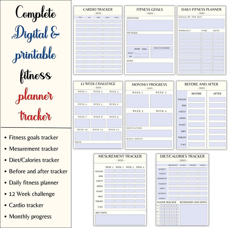 Fitness Planner 2023 Digital Fitness Tracker 2023 Fitness Etsy