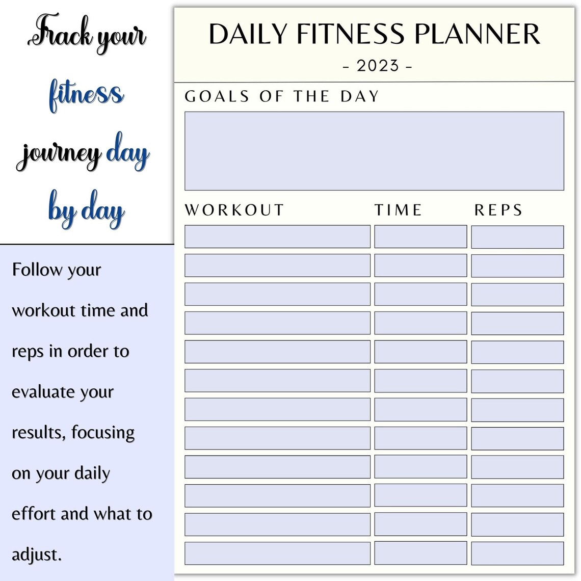 Fitness Planner 2023 Digital Fitness Tracker 2023 Fitness Etsy