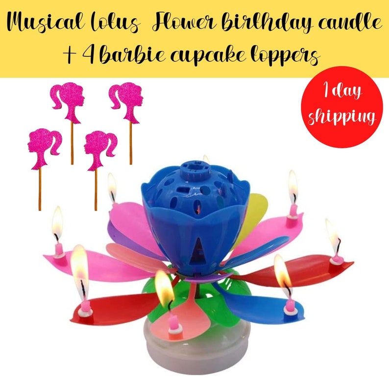 Musical Spin Lotus Birthday Candles Rotating Singing Lotus Etsy