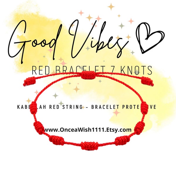 7 Knots Bracelet, protection bracelet, red bracelet, red rope bracelet, joy bracelets for couple, best friend, handmade jewelry, family,