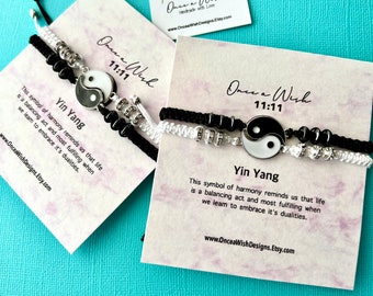 Yin Yang, friends bracelet, black and white bracelet, Father’s Day gift, cord bracelet, friendship jewelry, best friend gift, Her, Him,