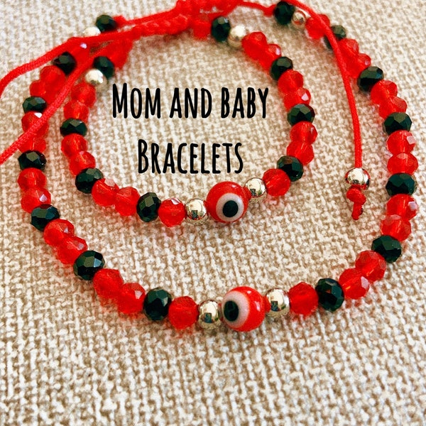 Mom and Baby Protection Bracelets, Match Bracelets Mom and Baby, Evil eye Mom and Baby, red bracelets Baby Protection