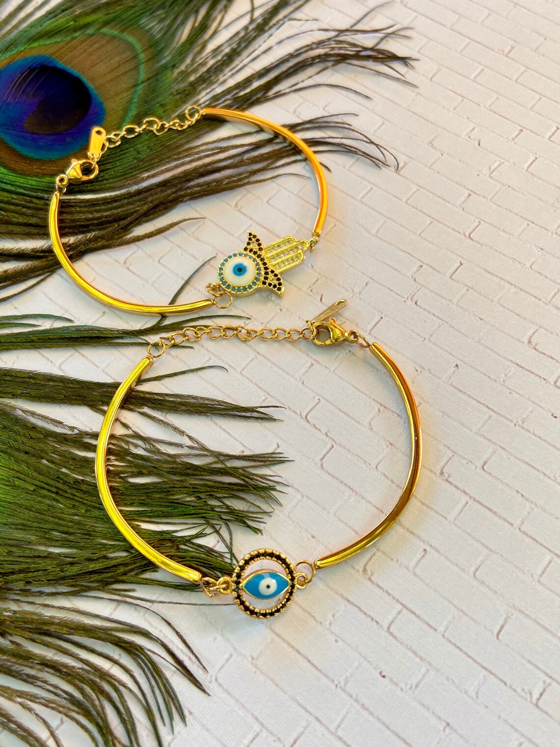 Nazar Bracelet Hamsa Bracelet Stainless Steel Turkish Eye Etsy