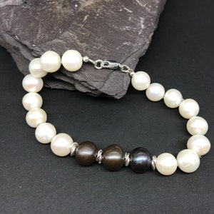 Tahiti und weißes SüßwasserZuchtperlen Armband