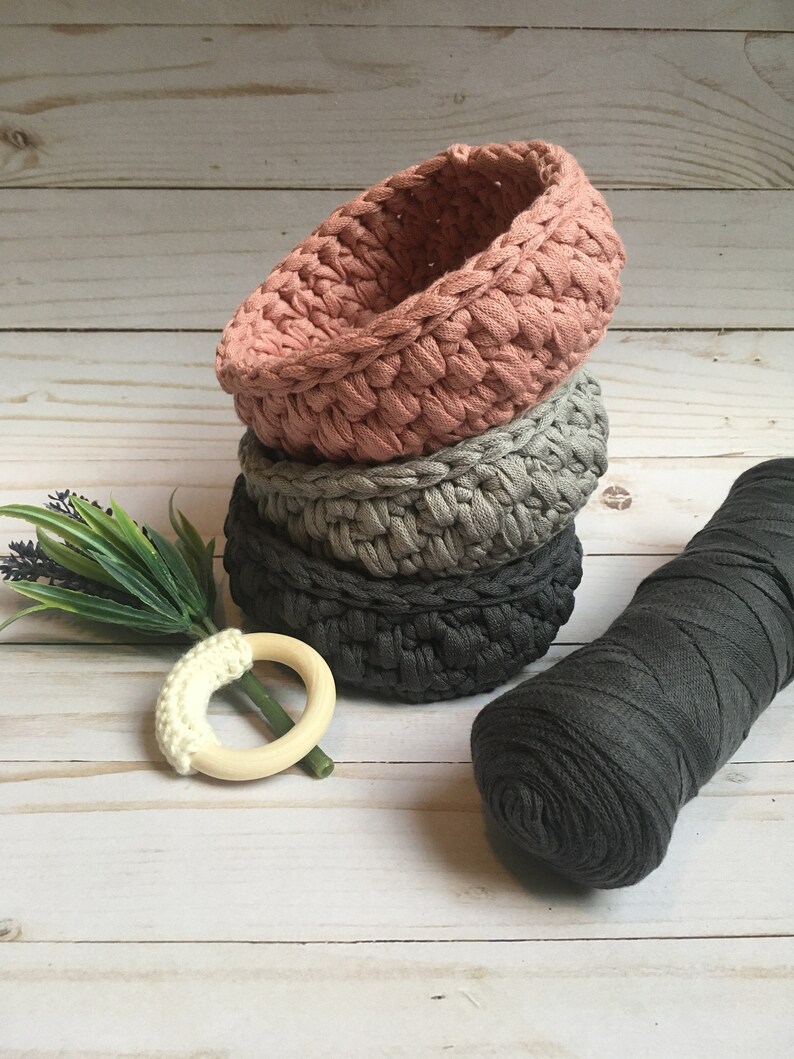 CROCHET BASKET handmade storage chic simple basket crocheted house warming gift