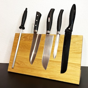 Oak knife block | magnetic knife holder | designer kitchen knife holder | modern knife storage | knife stand | kitchen helper