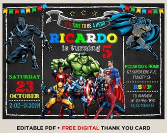 Marvel Invitation Etsy Marvel Invitation Etsy