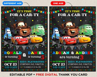 Cars Birthday Invitation With Photo Disney Cars Invitation Etsy