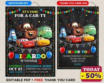 Cars Birthday Invitation With Photo Disney Cars Invitation Etsy