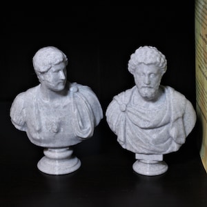 Marcus Aurelius and Hadrian Busts - 5&quot; Statues of the Iconic Roman Emperors