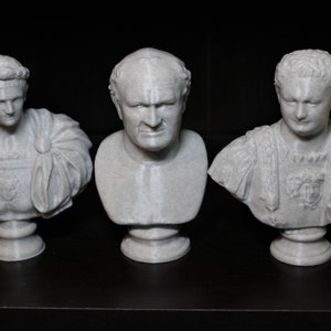 Flavian Dynasty  Vespasian, Titus, and Domitian Busts; 5&quot; Statues of the Roman Emperors That Built the Colosseum